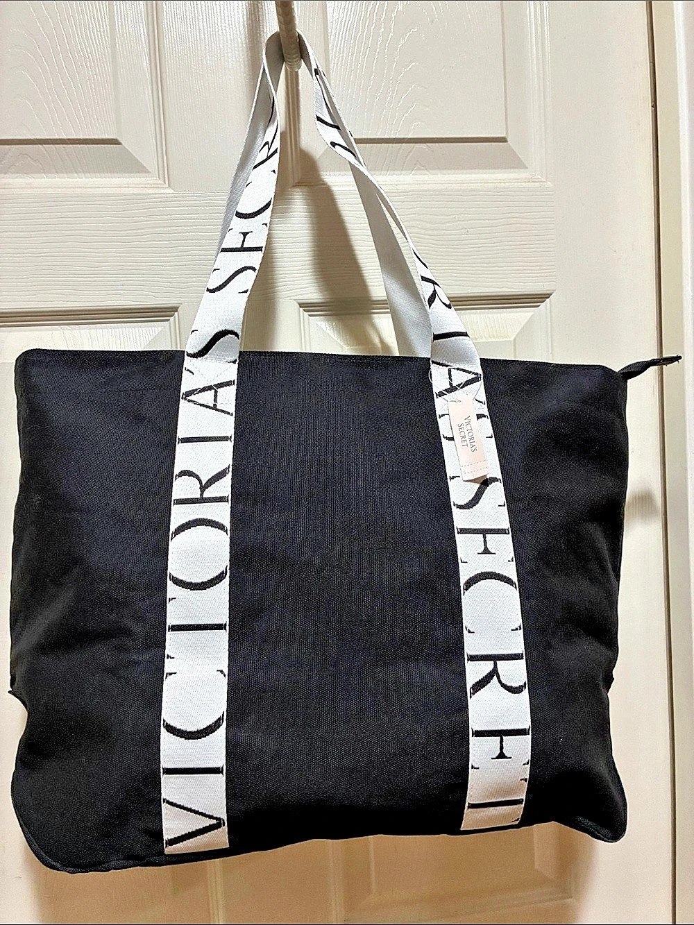 Victoria's Secret Canvas Tote Bag Black & White